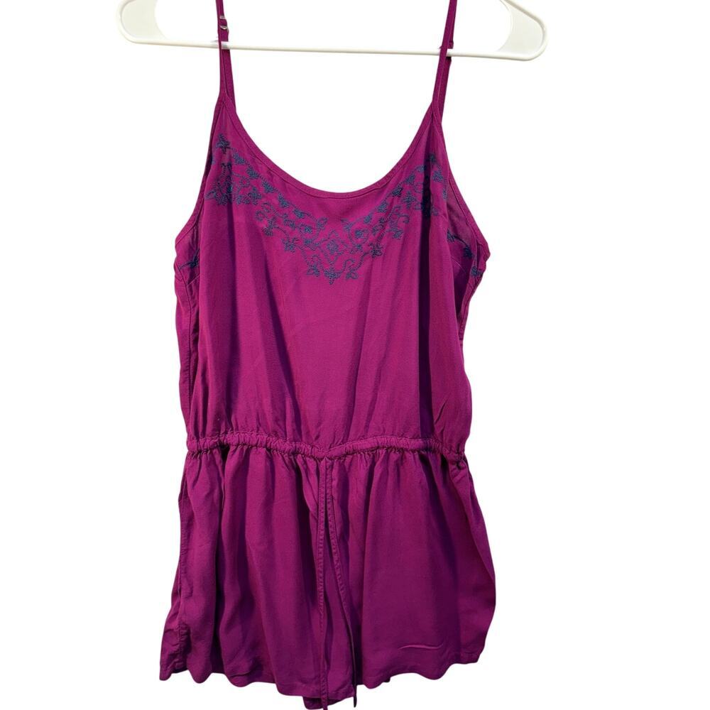 Aeropostale Women Boho Romper Embroidered Festival Coquette Purple‎ M Y2K